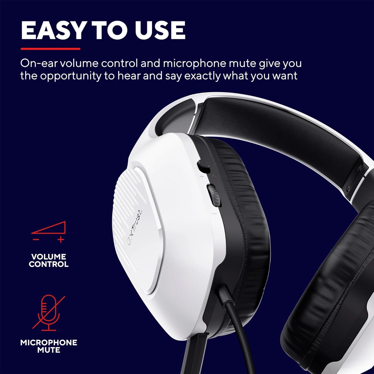 Trust Gaming GXT 415PS Zirox Lightweight Wired Gaming Headset for PS5  50mm Drivers, Foldaway Mic, 3.5mm Jack, White