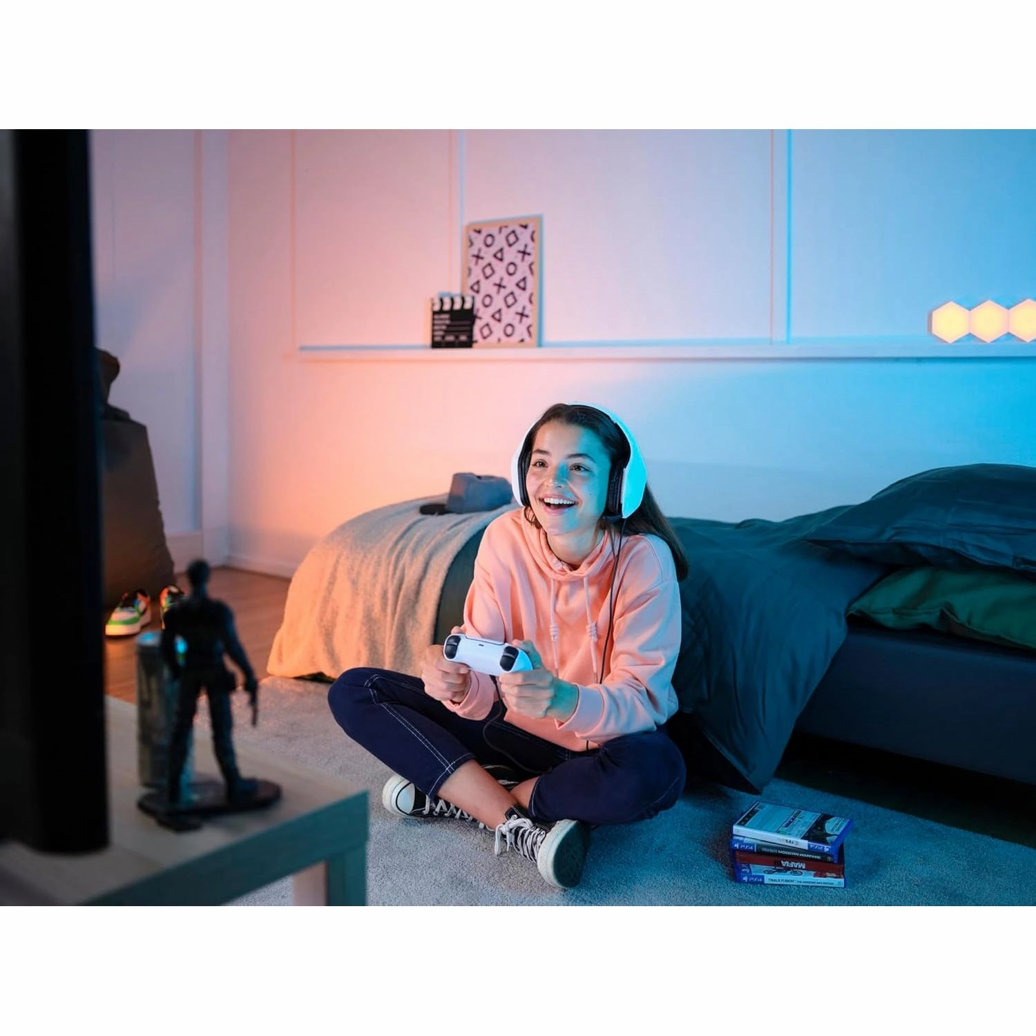 Trust Gaming GXT 415PS Zirox Lightweight Wired Gaming Headset for PS5  50mm Drivers, Foldaway Mic, 3.5mm Jack, White