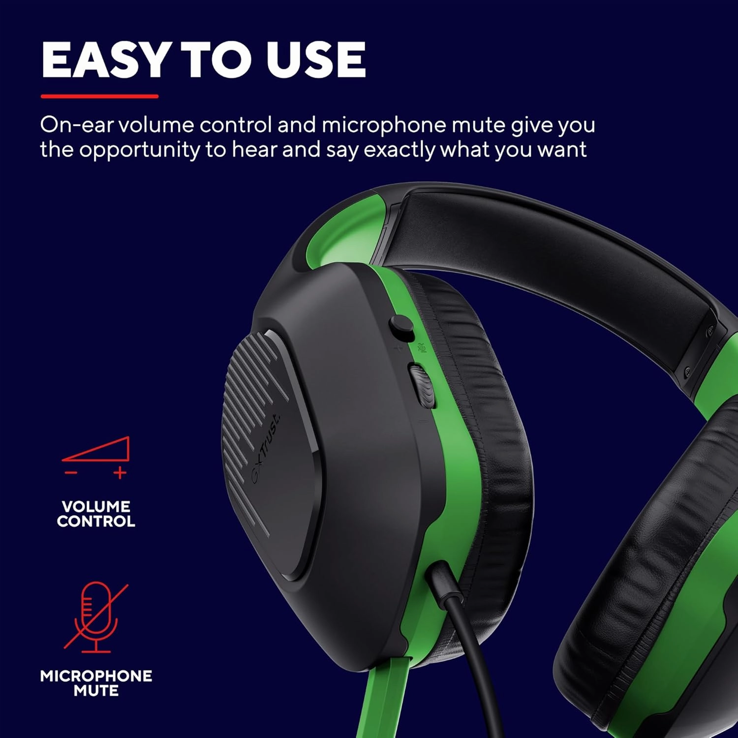 Trust Gaming GXT 415X Zirox Lightweight Gaming Headset  50mm Drivers, 3.5mm Jack, 1.2m Cable, Foldaway Microphone, Over-Ear, Wired  Black/Green