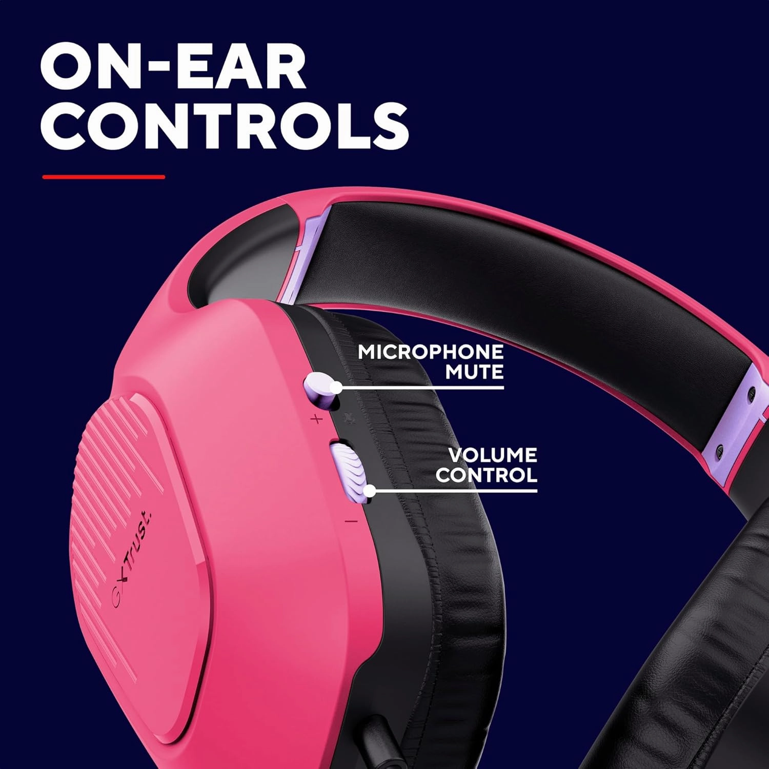 Trust Gaming GXT 418P Rayne Lightweight Gaming Headset - 3.5mm Jack, 50mm Drivers, Foldaway Microphone, Over-Ear, Wired, 2m Cable, Compatible with PC, Xbox, PS4, PS5, Switch, Mobile - Pink