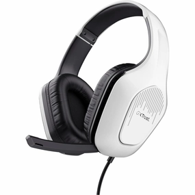 Trust Gaming GXT 418W Rayne Lightweight Gaming Headset - 3.5mm Jack, 50mm Drivers, Foldaway Microphone, Over-Ear, 2m Cable, PC, Xbox, PS4, PS5, Switch, Mobile - White earbuds and headphones, true wireless earbuds, noise cancelling earbuds