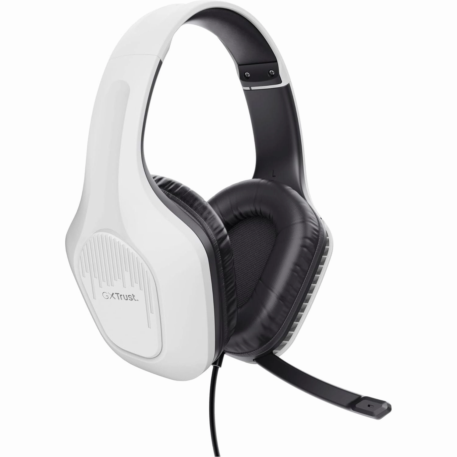 Trust Gaming GXT 418W Rayne Lightweight Gaming Headset - 3.5mm Jack, 50mm Drivers, Foldaway Microphone, Over-Ear, 2m Cable, PC, Xbox, PS4, PS5, Switch, Mobile - White