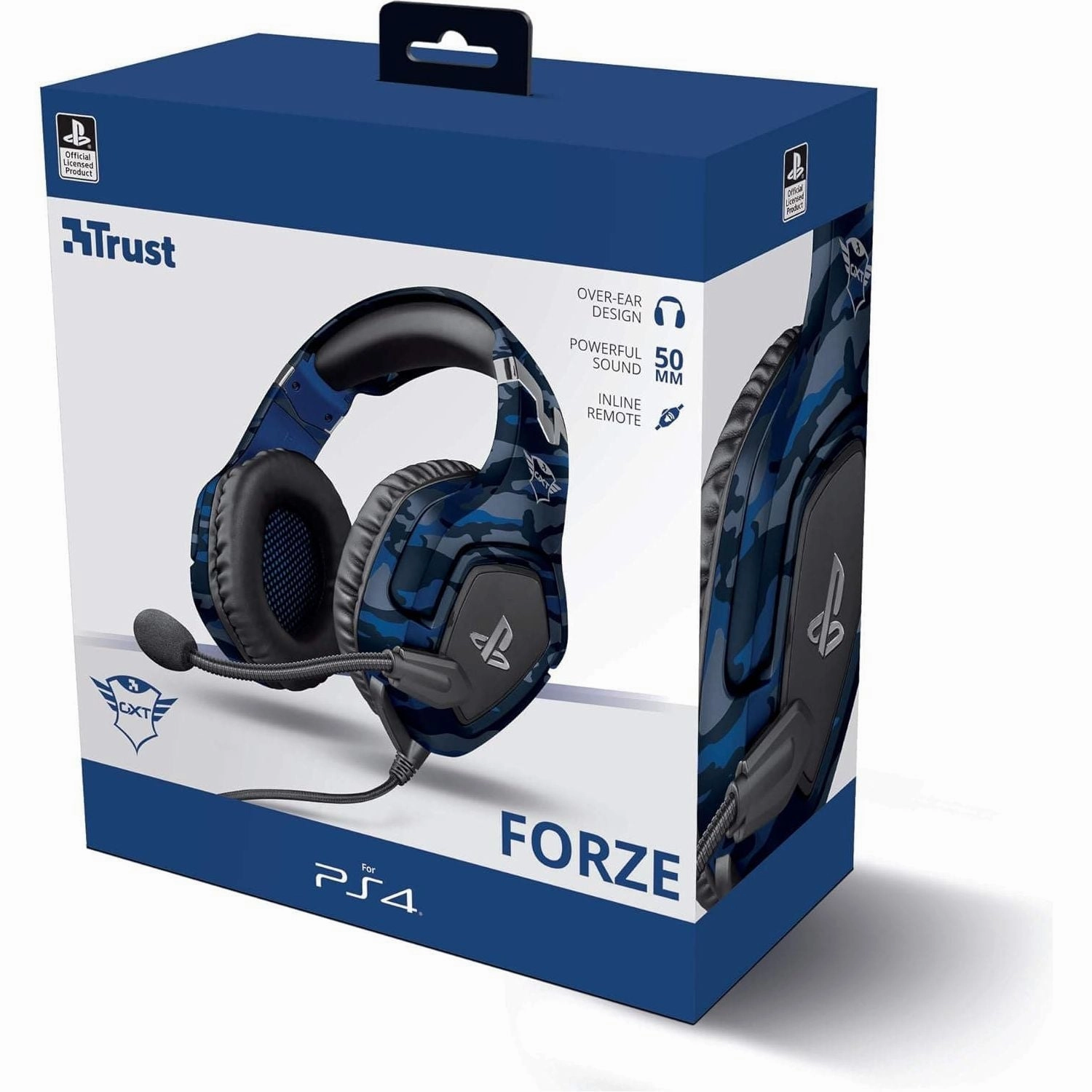 Trust Gaming GXT 488 Forze-B Gaming Headset [Officially Licensed for PlayStation], Over-Ear with Flexible Mic & Inline Remote, Compatible with PS4 & PS5 - Blue