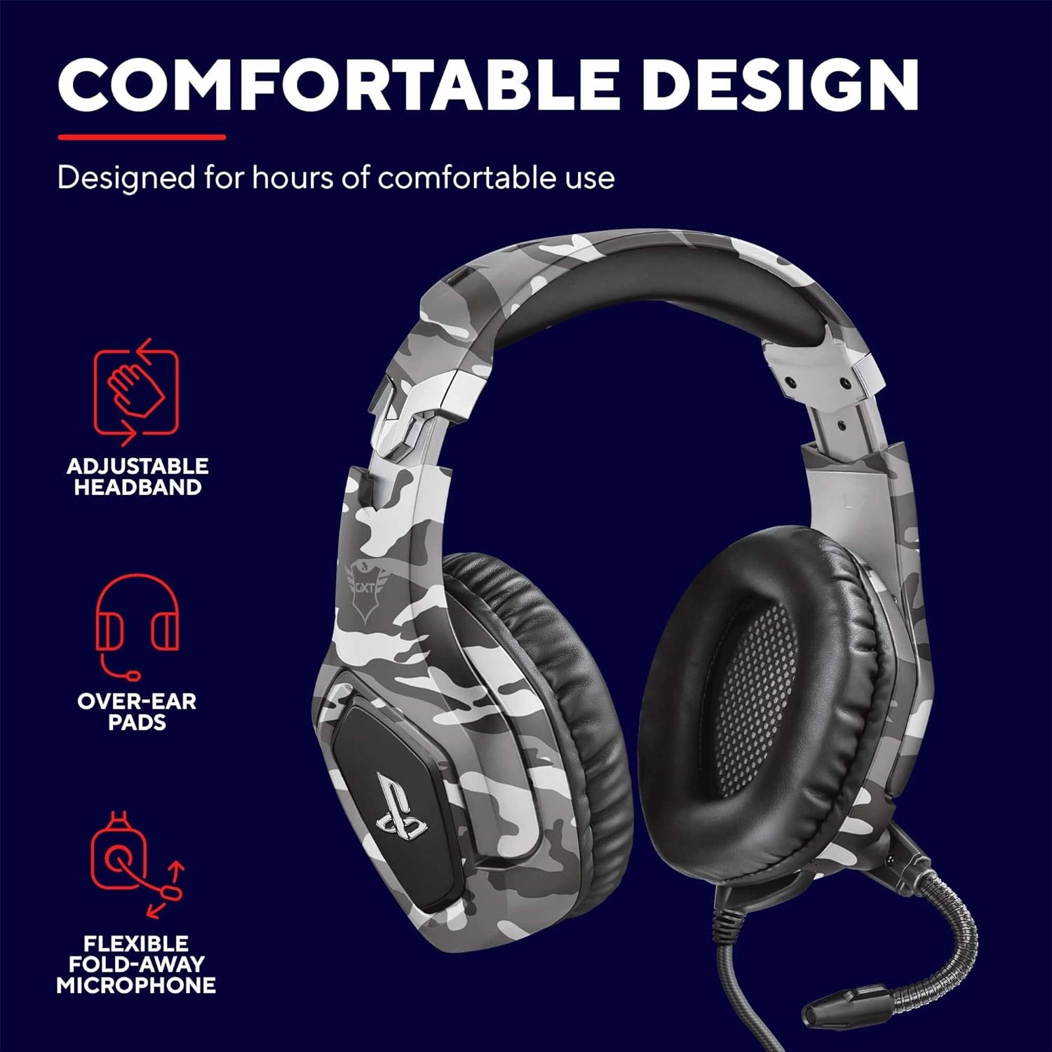 Trust Gaming GXT 488 Forze-G [Officially Licensed for PlayStation] Gaming Headset for PS4 and PS5 with Flexible Microphone and Inline Remote Control, Over Ear Gaming Headphones - Grey