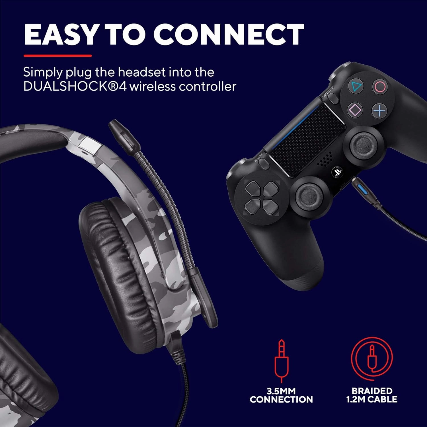 Trust Gaming GXT 488 Forze-G [Officially Licensed for PlayStation] Gaming Headset for PS4 and PS5 with Flexible Microphone and Inline Remote Control, Over Ear Gaming Headphones - Grey