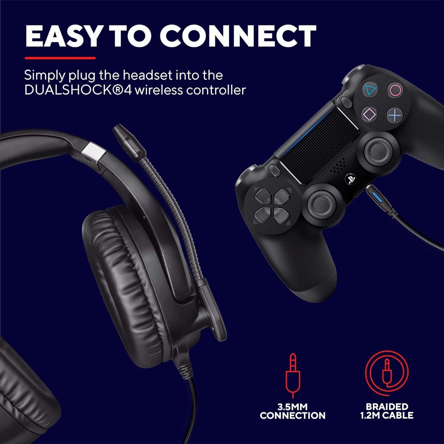Trust Gaming GXT 488 Forze Gaming Headset [Officially Licensed for PlayStation] - Over-Ear Headphones with Flexible Microphone & Inline Remote, Compatible with PS4 - Black
