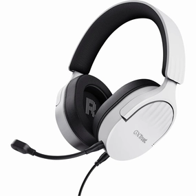 Trust Gaming GXT 489 Fayzo Gaming Headset for PC, PS5, PS4, Xbox Series X|S, Switch, Mobile, 3.5 mm Jack, 35% Recycled Plastics, Over-Ear Wired Headphones with Noise Cancelling Microphone - White earbuds and headphones, true wireless earbuds, noise cancell