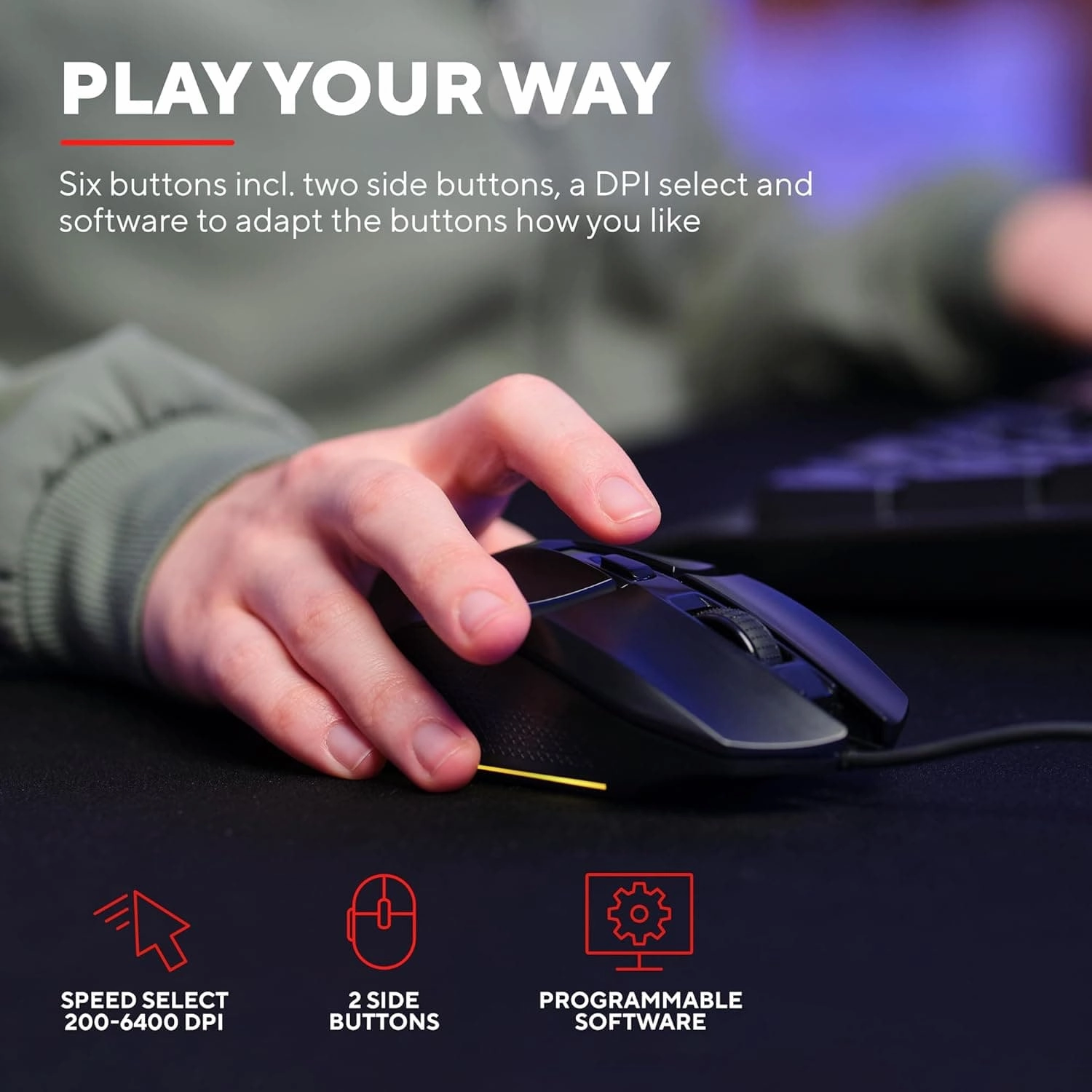 Trust Gaming GXT 790 Tridox 3-in-1 Gaming PC Bundle - Lightweight Headset with 50mm Drivers, Programmable Wired Mouse 200-6400 DPI, Mouse Mat, Gamer Set for Computer, Laptop, Desktop - Black