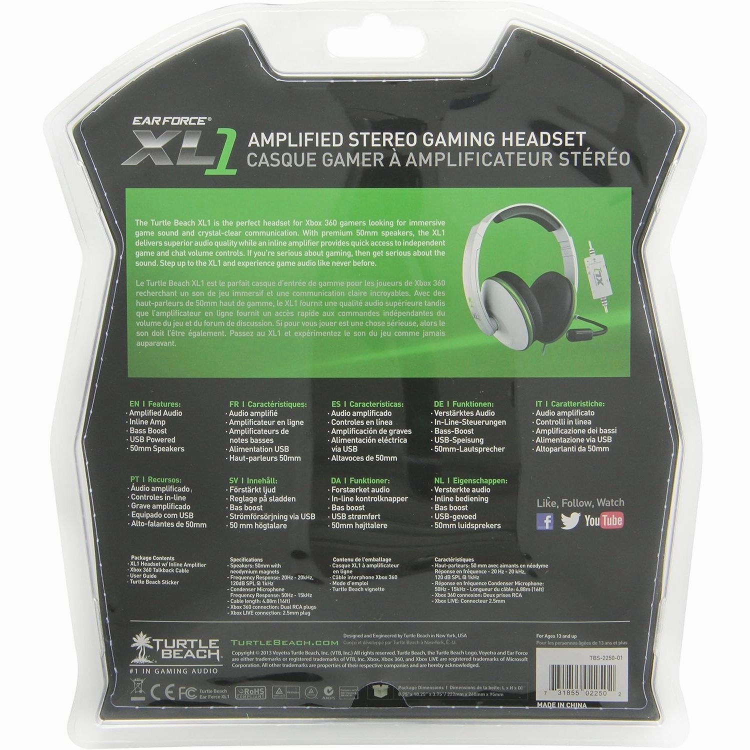Turtle Beach Ear Force XL1 Amplified Wired Headset w/mic - WHITE