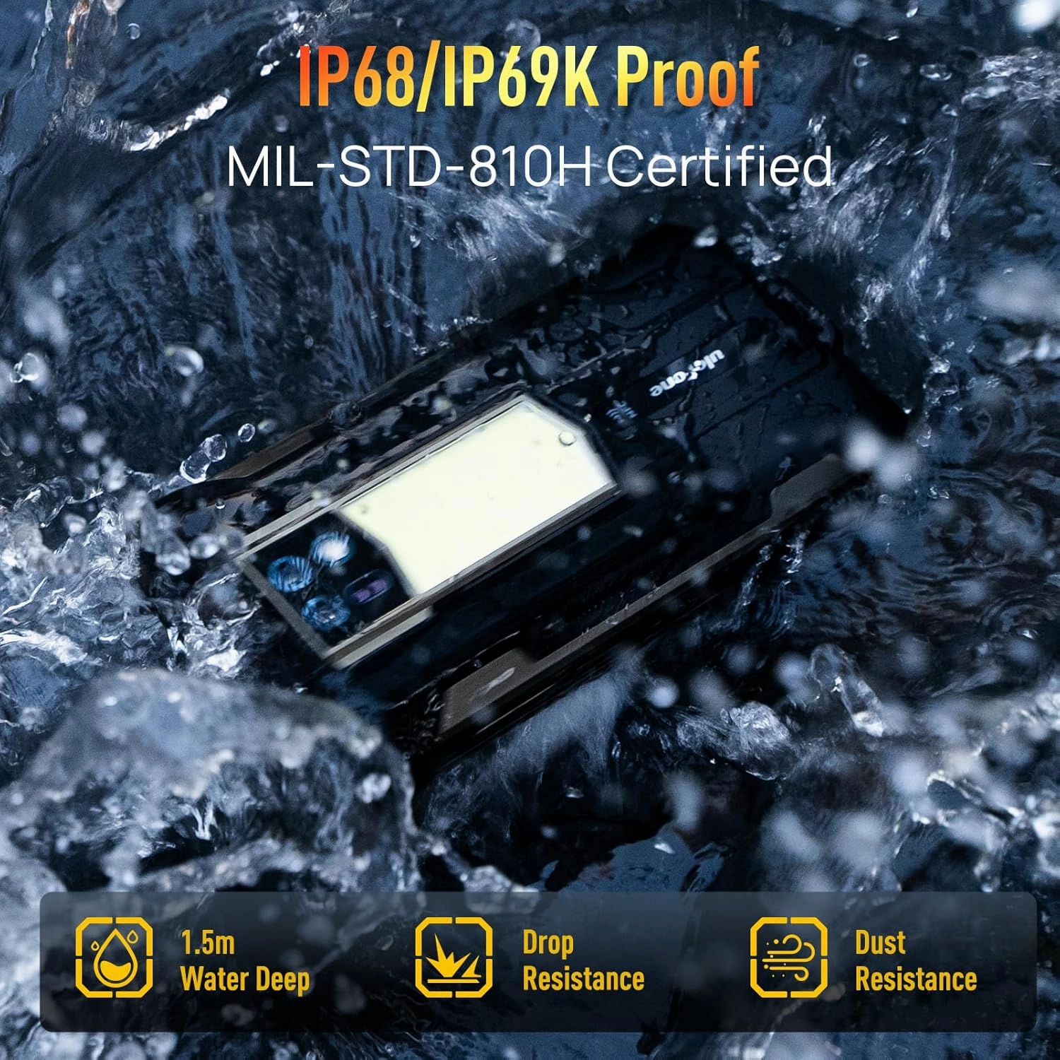 Ulefone Armor 24 Rugged Smartphone  22000mAh Battery, 66W Fast Charging, 24GB RAM   256GB/2TB Storage, Android 14, 64MP   64MP Night Vision, 120Hz 6.78" Corning Gorilla Glass, 4G, 3-Card Slot, Built-in LED Light, Waterproof