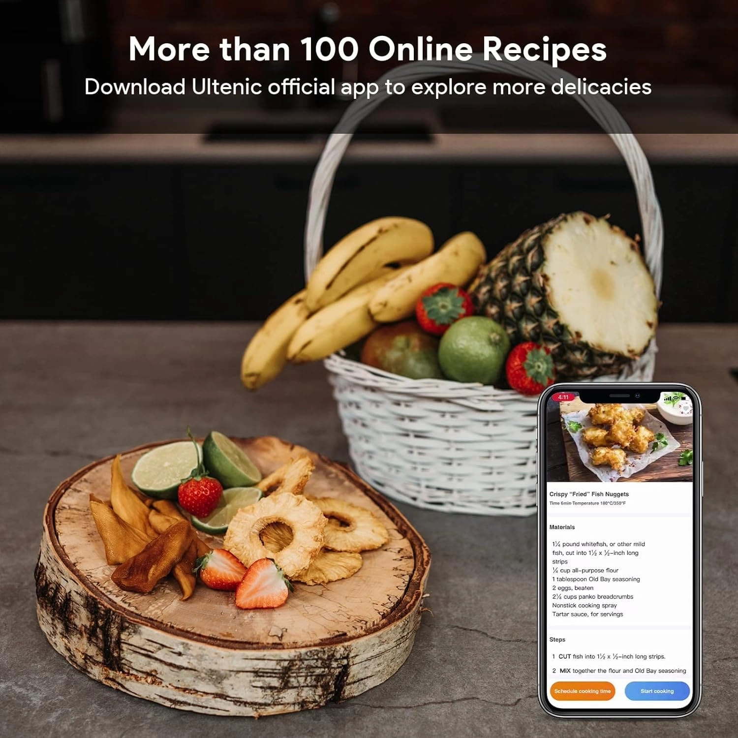 Ultenic K20 Dual Air Fryer, 6-in-1 Health Air Fryers with 2 Independent Frying Baskets, SYNC Cooking, XL 7.6L Family Sized, App with 100  Recipes, Dishwasher-Safe