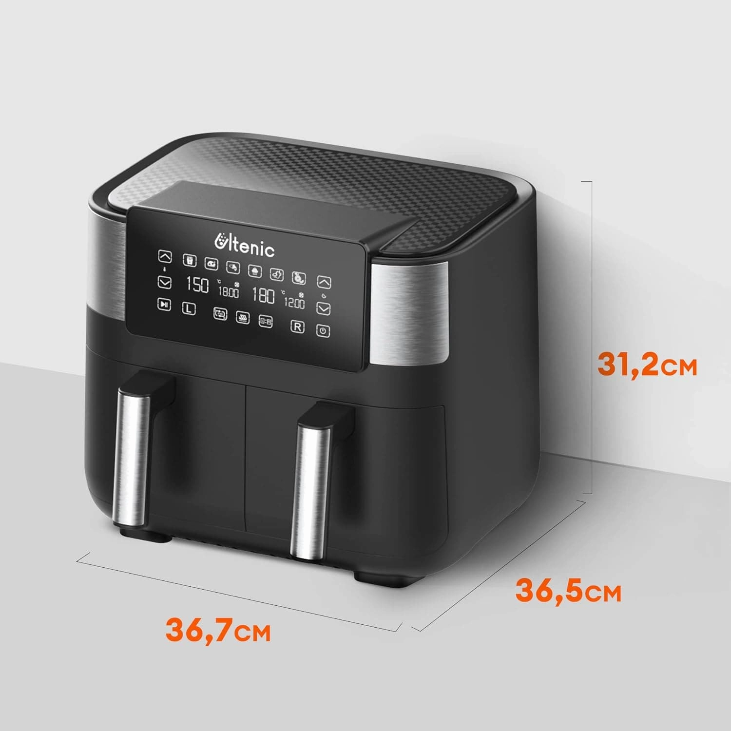 Ultenic K20 Dual Air Fryer, 6-in-1 Health Air Fryers with 2 Independent Frying Baskets, SYNC Cooking, XL 7.6L Family Sized, App with 100  Recipes, Dishwasher-Safe