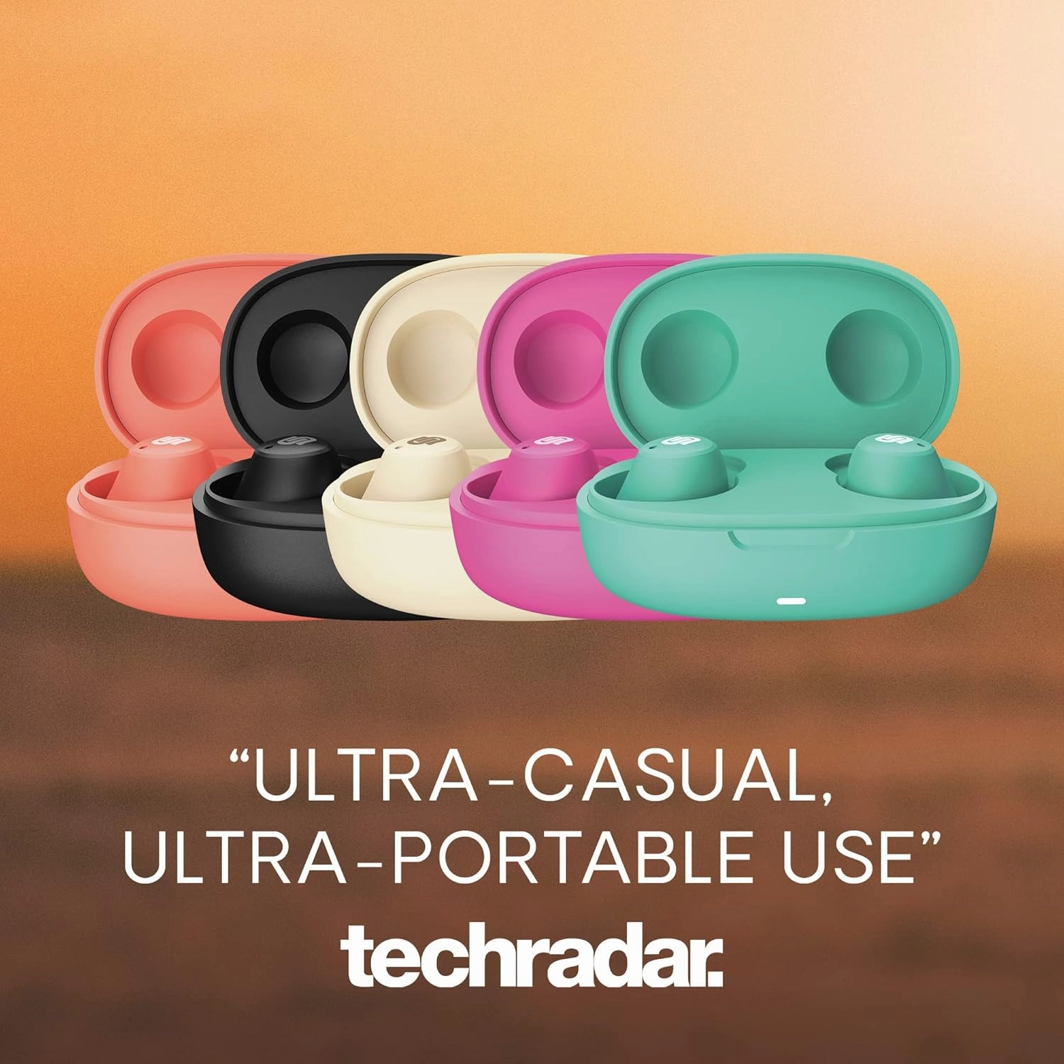 Urbanista Lisbon True Wireless Earbuds, Bluetooth 5.2, 27-Hr Playtime, Touch Control, GoFit Wing, USB-C Charging Case, Mint Green