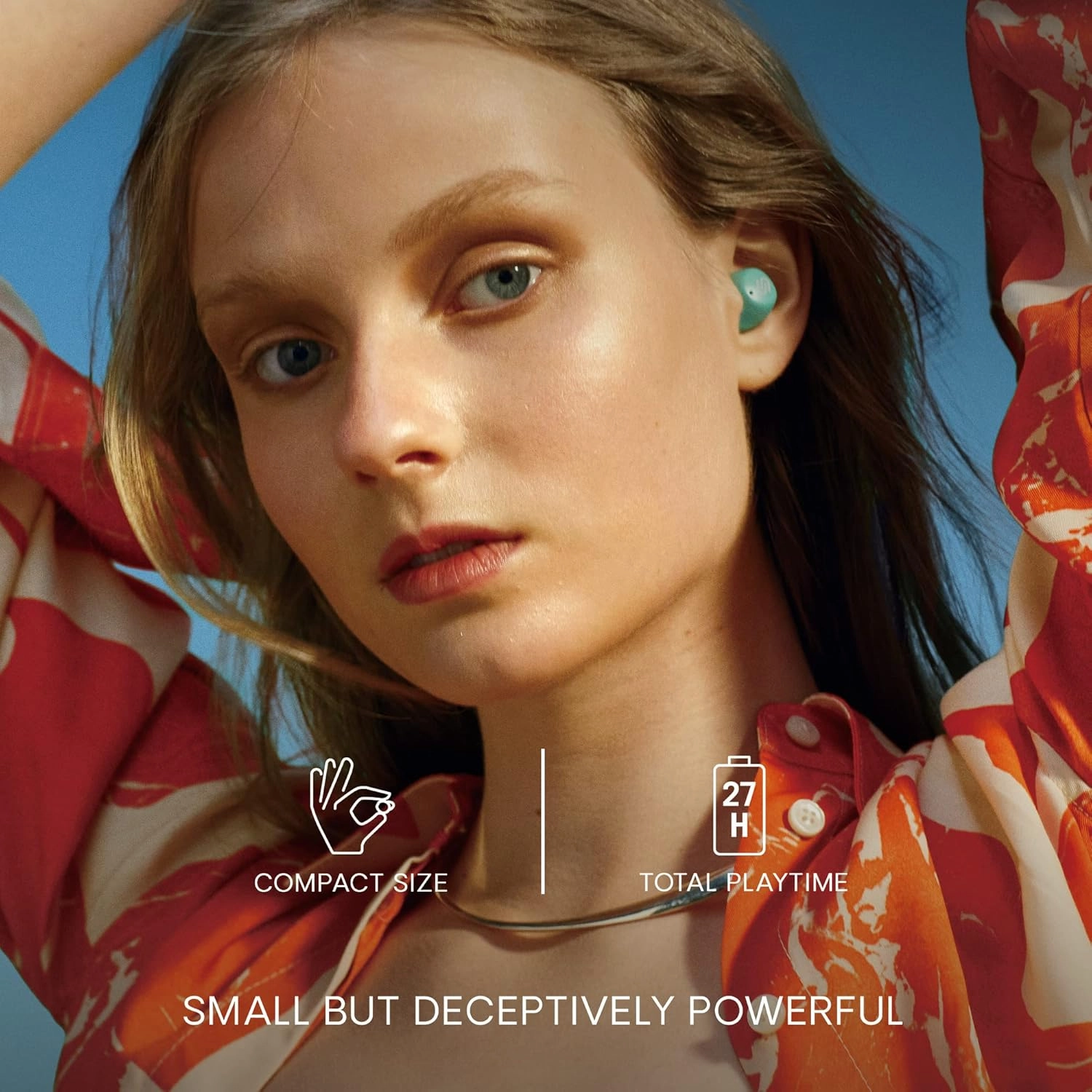 Urbanista Lisbon True Wireless Earbuds, Bluetooth 5.2, 27-Hr Playtime, Touch Control, GoFit Wing, USB-C Charging Case, Mint Green