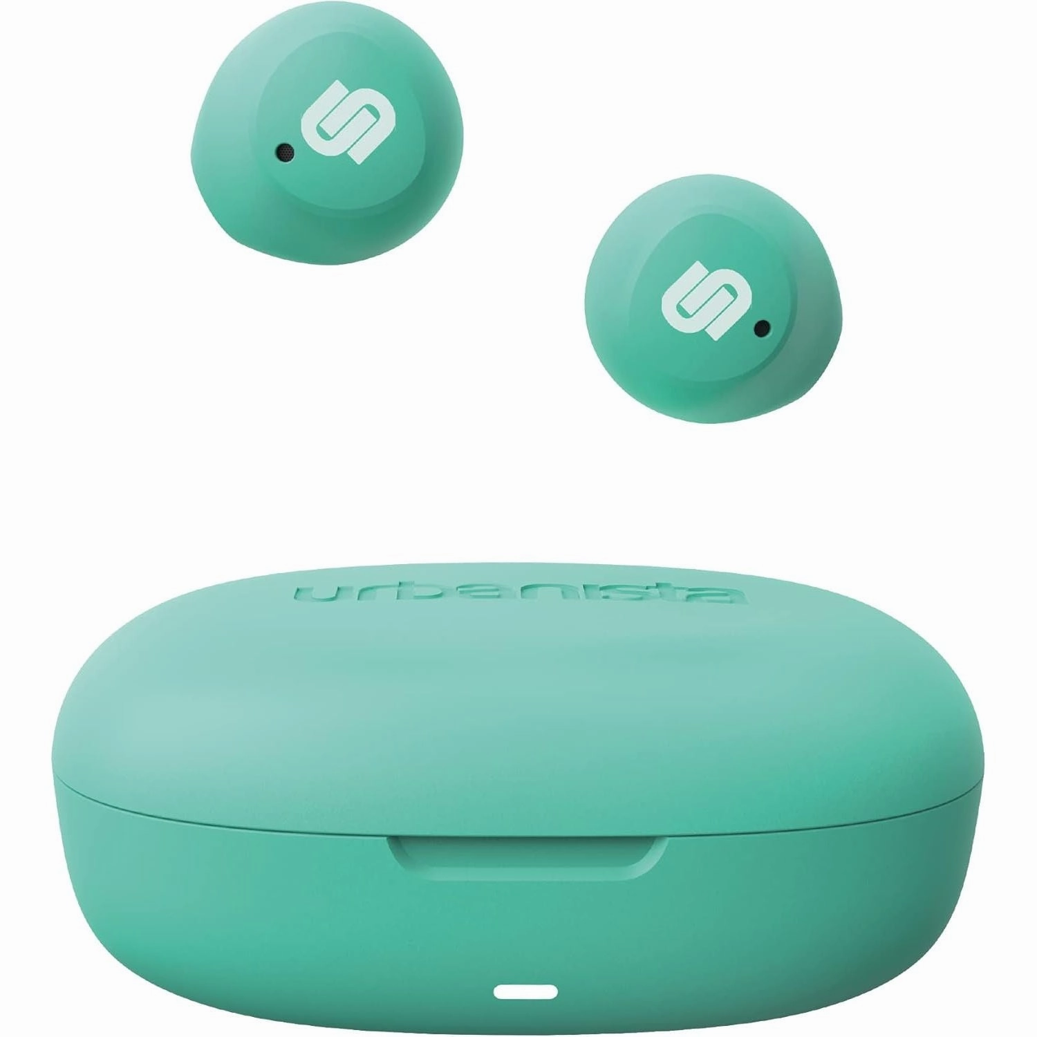 Urbanista Lisbon True Wireless Earbuds, Bluetooth 5.2, 27-Hr Playtime, Touch Control, GoFit Wing, USB-C Charging Case, Mint Green earbuds and headphones, true wireless earbuds, noise cancelling earbuds