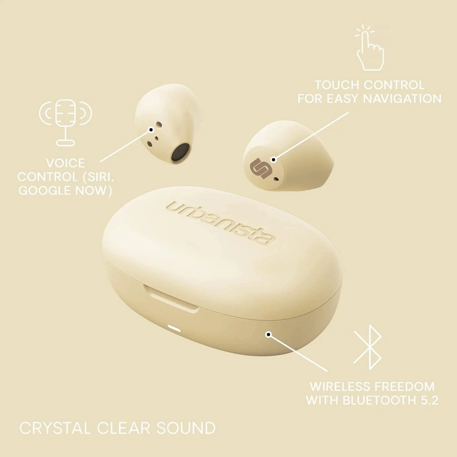 Urbanista Lisbon True Wireless Earbuds Bluetooth 5.2 Vanilla Cream