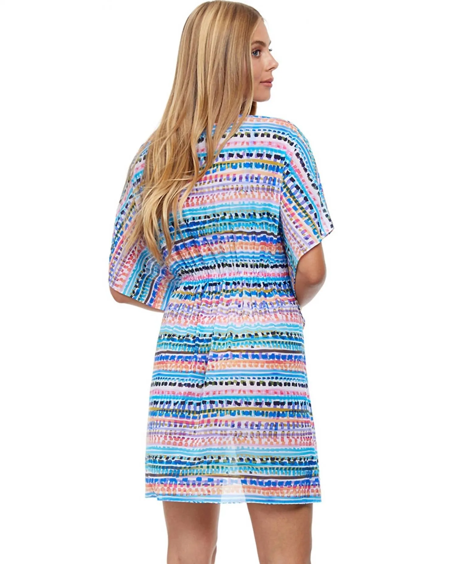 V-Neck Mesh Tunic Cover Up In Spritz