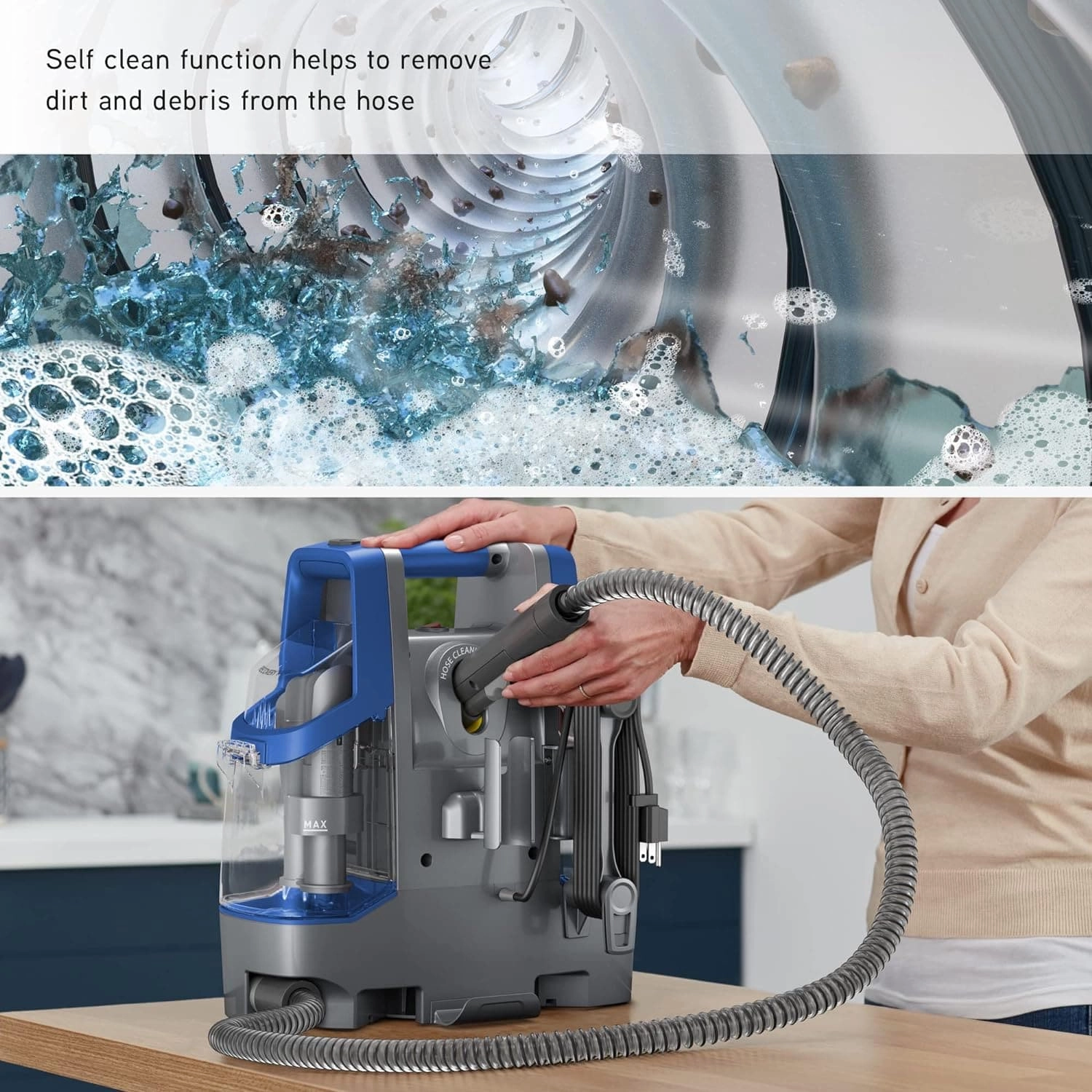 Vax SpotWash Duo Spot Cleaner | Lifts Spills and Stains from Carpets, Stairs, Upholstery | Dedicated Messy Tool for Pets  CDCW-CSXA, 1 Litre, Grey/Blue