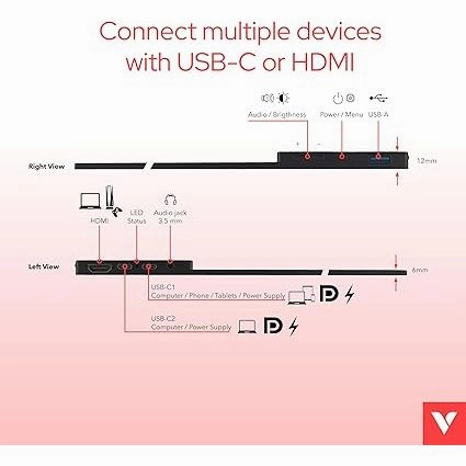 Verbatim PMT-17 17.3" Touchscreen Portable Monitor C 1080P, HDMI/USB-C, Compatible with Windows/Mac/Android
