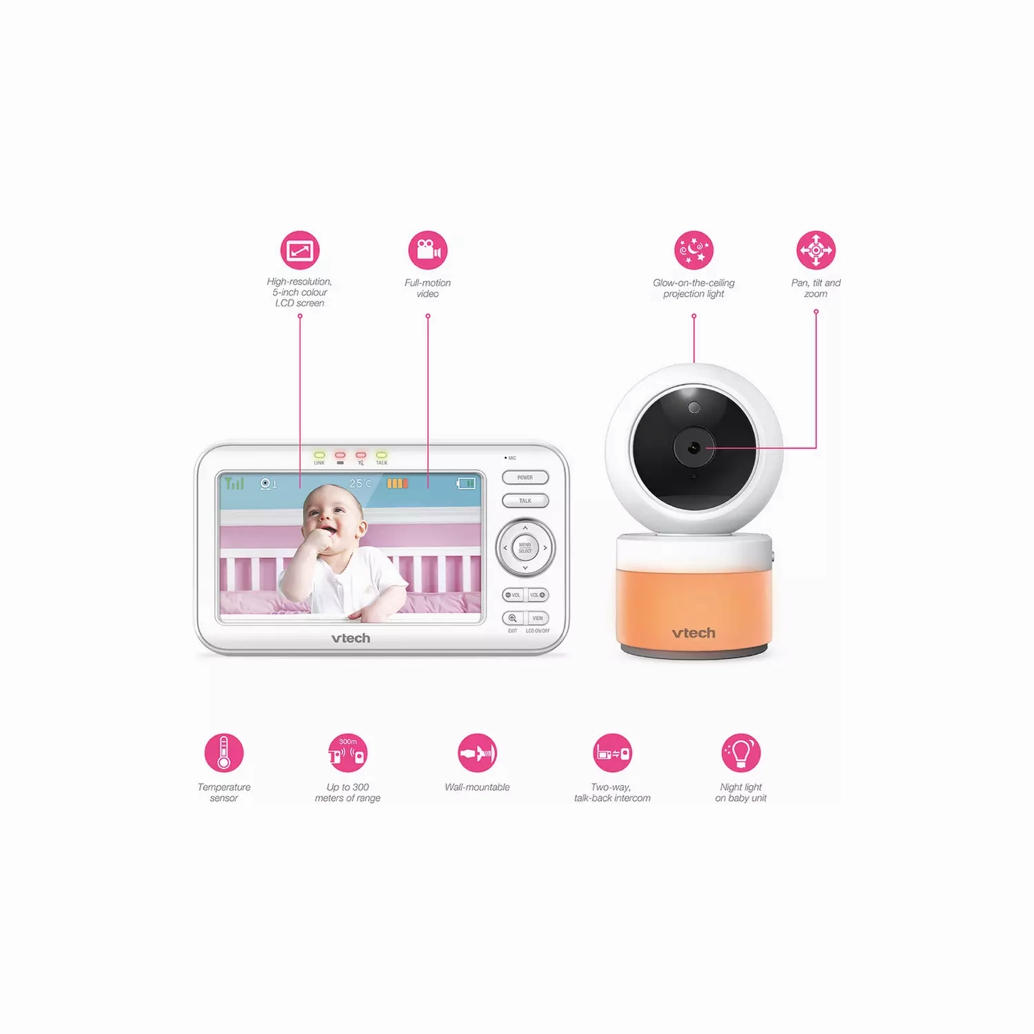 VTech Digital Baby Monitor 5in Colour Screen with Ceiling Projection