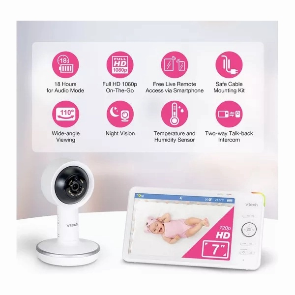 VTECH RM7787HD 7" Full HD Over-The-Cot Wi-Fi Baby Monitor  White