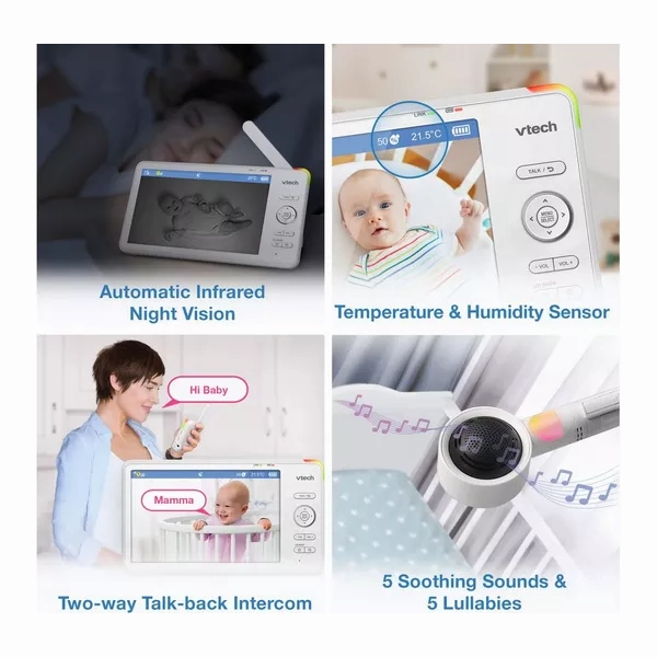 VTECH RM7787HD 7" Full HD Over-The-Cot WiFi Baby Monitor - White