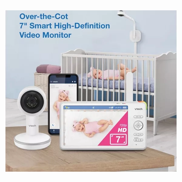 VTECH RM7787HD 7" Full HD Over-The-Cot WiFi Baby Monitor - White