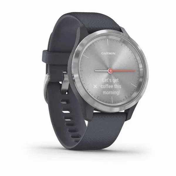 vvomove 3S Silver stainless steel bezel with granite blue case and silicone band