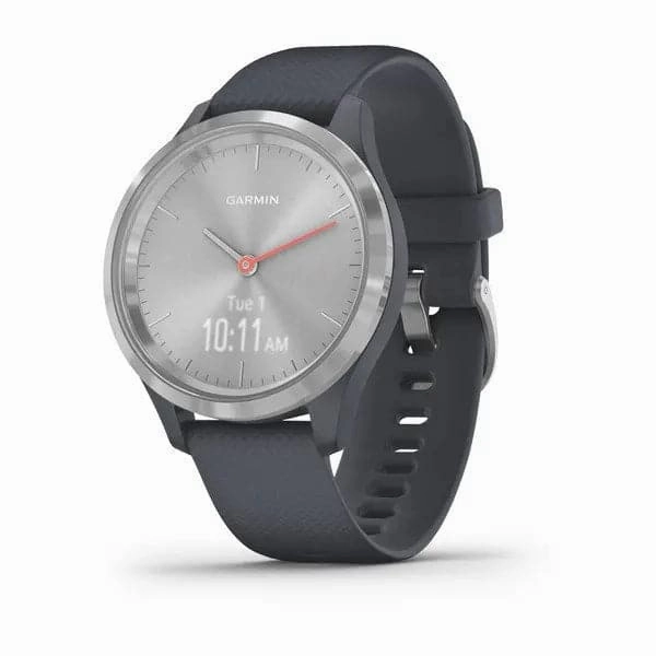 vvomove 3S Silver stainless steel bezel with granite blue case and silicone band