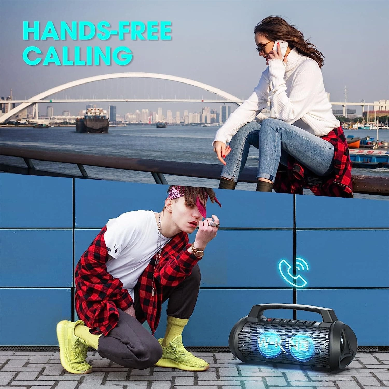 W-KING Outdoor Portable Speaker Bluetooth Waterproof with Lights - 70W Loud Bluetooth Speaker Wireless