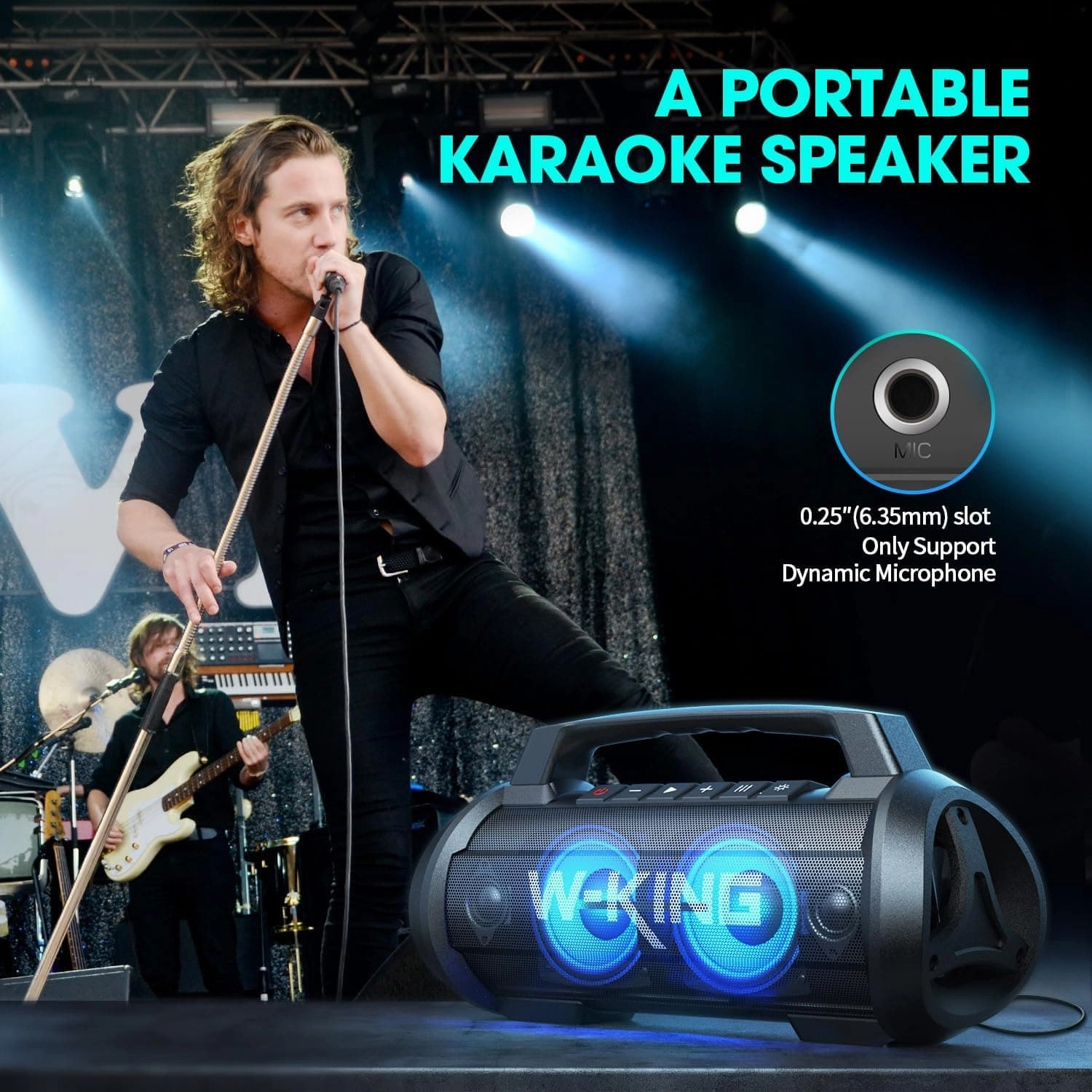 W-KING Outdoor Portable Speaker Bluetooth Waterproof with Lights - 70W Loud Bluetooth Speaker Wireless