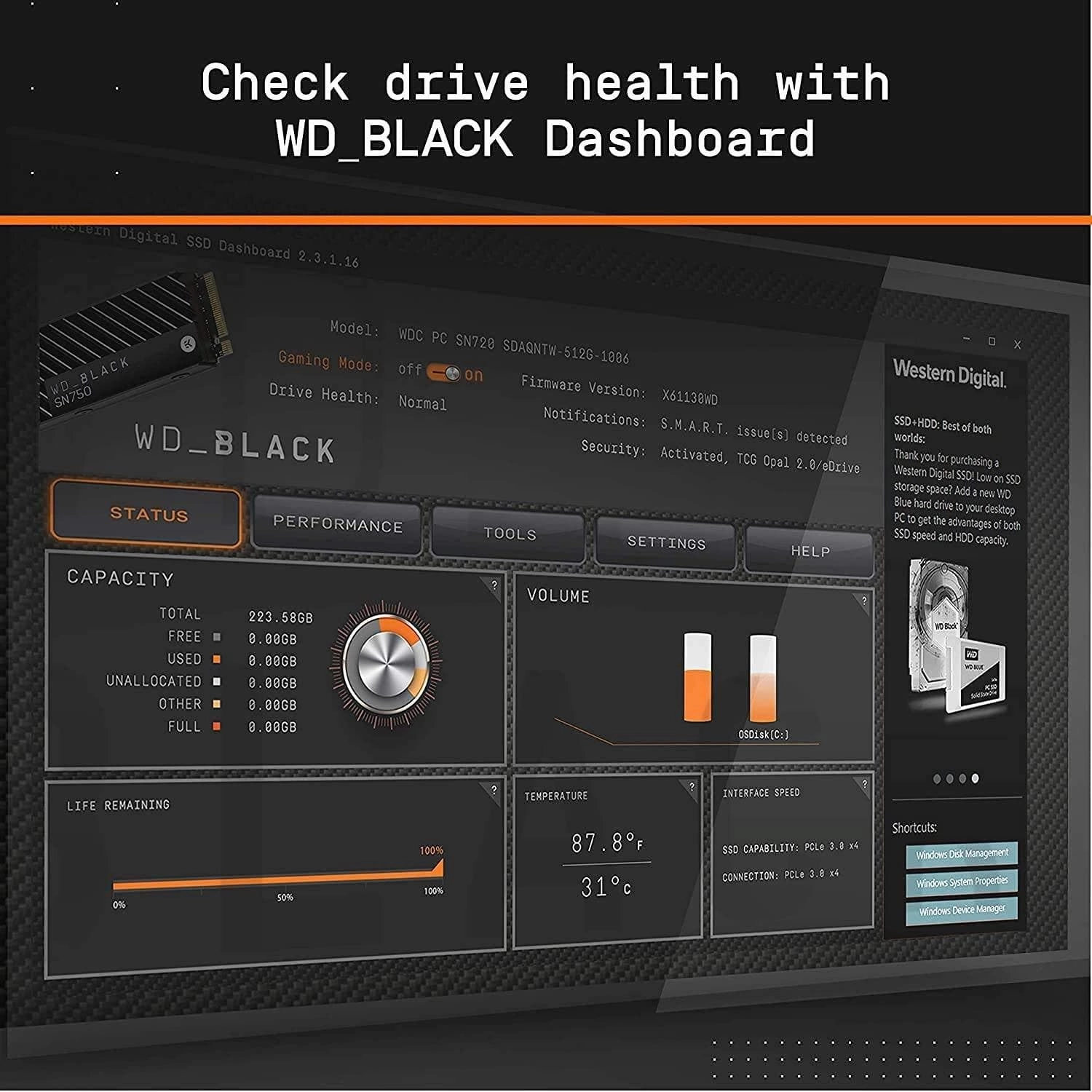 WD_BLACK SN850 500GB M.2 2280 PCIe Gen4 NVMe Gaming SSD up to 7000 MB/s read speed