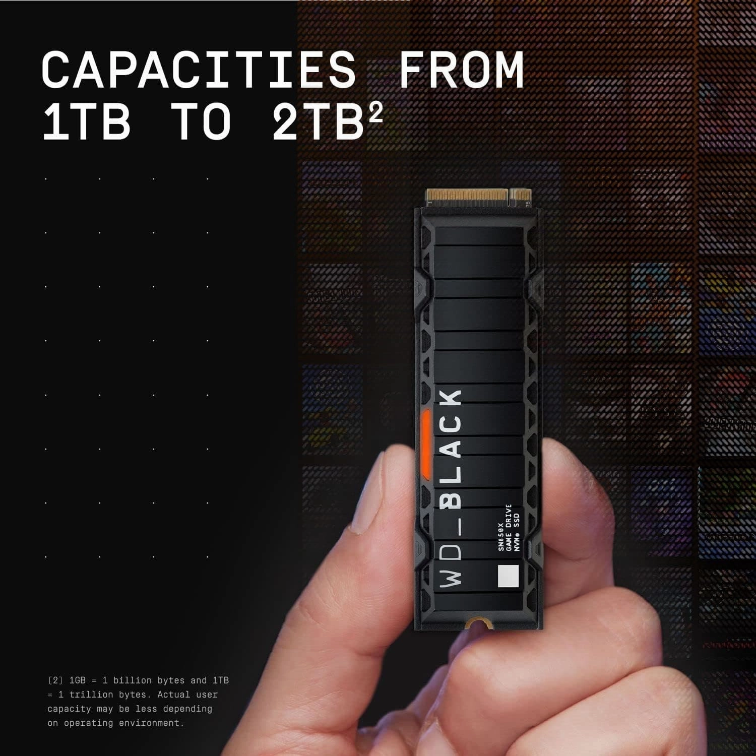 WD_BLACK SN850X 2TB, M.2 2280, NVMe SSD, Gaming Drive, Gen 4 PCIe, Read speeds up to 7300 MB/s -  compatible with PlayStation 5 and computer