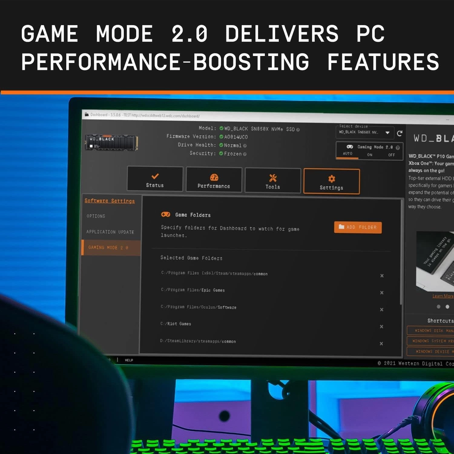 WD_BLACK SN850X 2TB, M.2 2280, NVMe SSD, Gaming Drive, Gen 4 PCIe, Read speeds up to 7300 MB/s -  compatible with PlayStation 5 and computer
