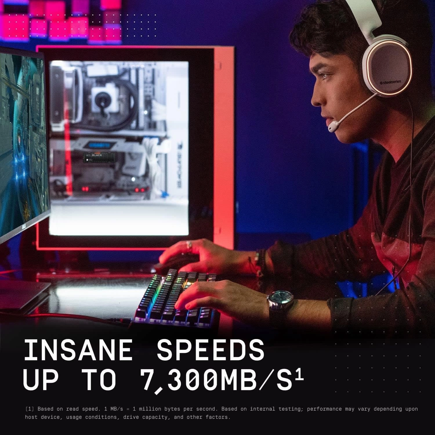 WD_BLACK SN850X 2TB, M.2 2280, NVMe SSD, Gaming Drive, Gen 4 PCIe, Read speeds up to 7300 MB/s -  compatible with PlayStation 5 and computer