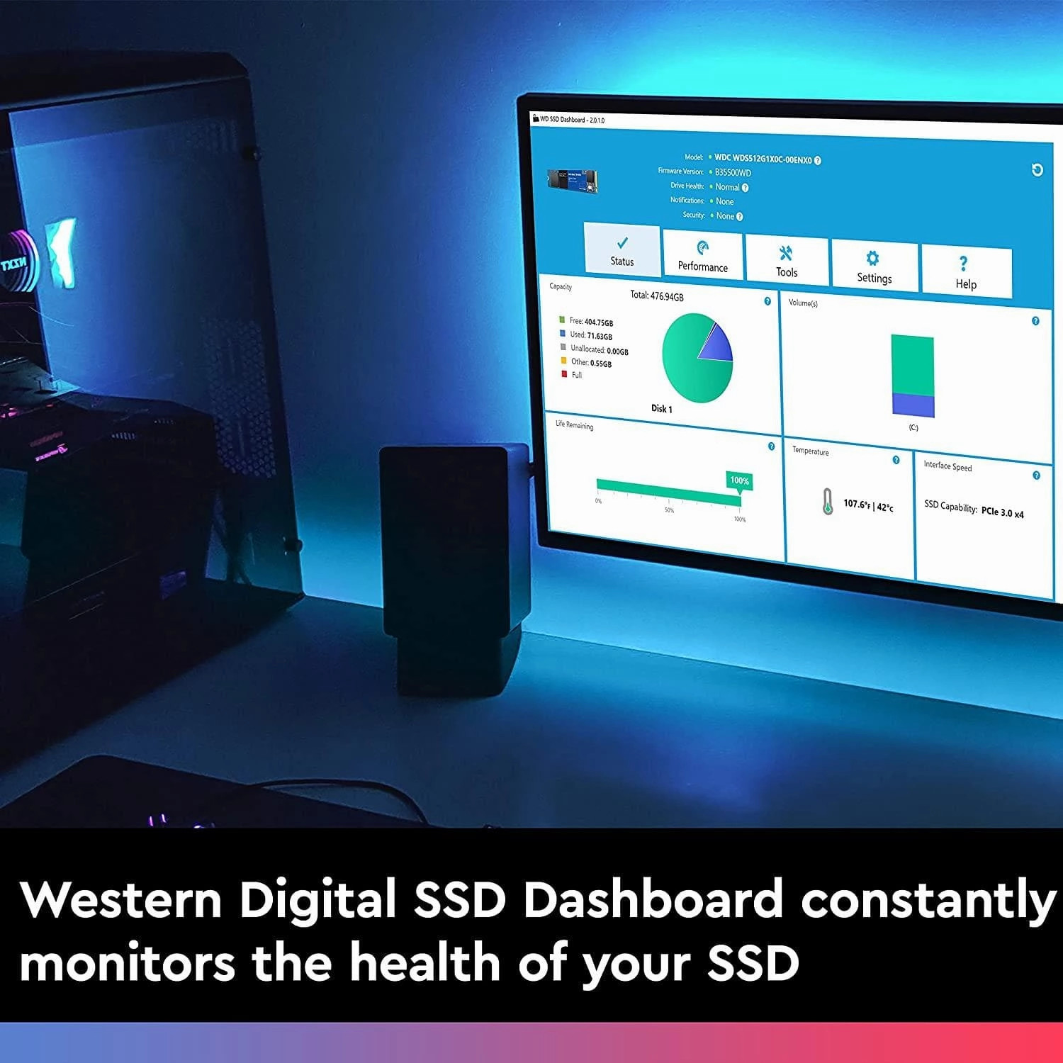 WD_BLUE SN550 500GB M.2 2280 PCIe Gen3 NVMe up to 2400 MB/s read speed