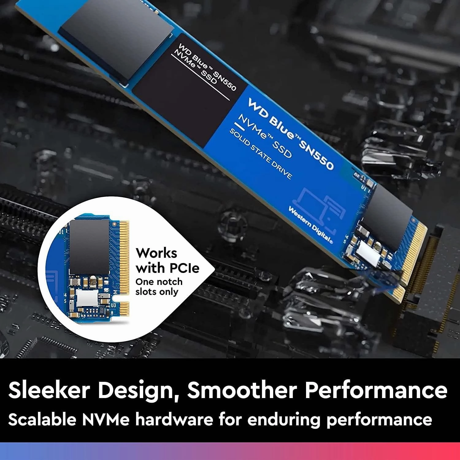 WD_BLUE SN550 500GB M.2 2280 PCIe Gen3 NVMe up to 2400 MB/s read speed