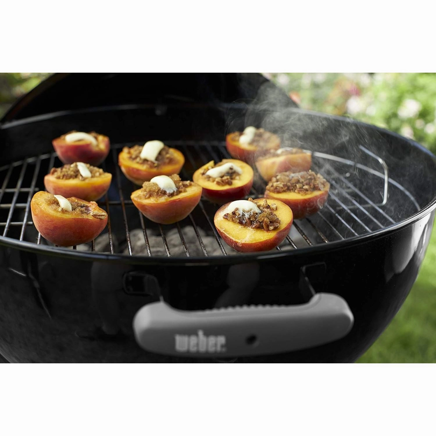 Weber Classic Kettle Charcoal Grill BBQ, 47cm  Black | Porcelain-Enamelled, Lid Thermometer, Stand & Wheels (1231004)
