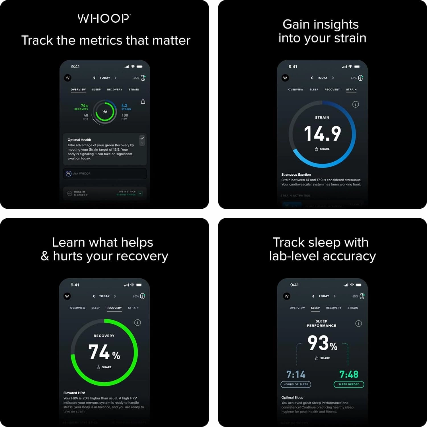 WHOOP 4.0 Health & Fitness Tracker, Continuous Monitoring, Heart Rate, Sleep, Strain & Recovery Analysis