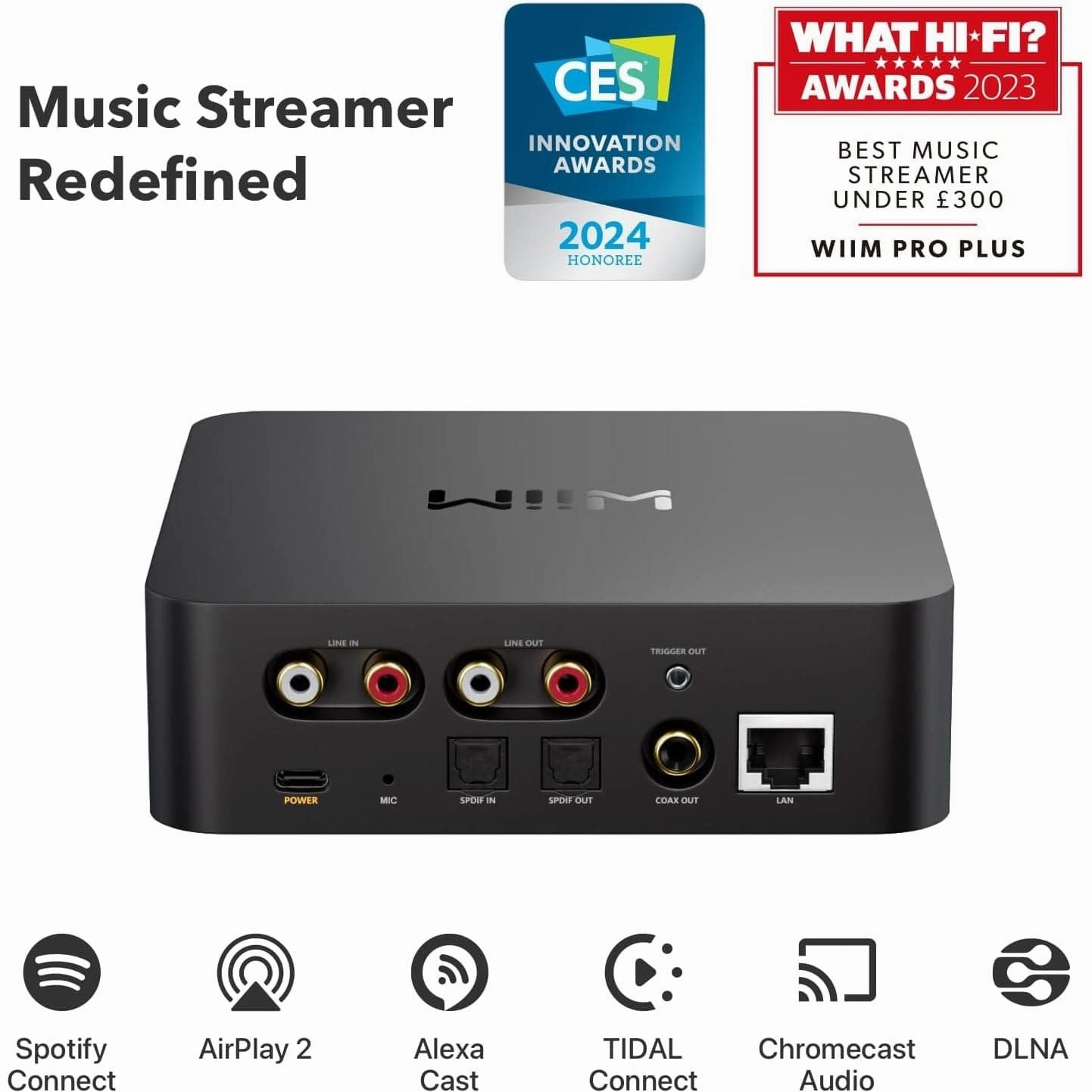 WiiM Pro Plus AirPlay 2 & Chromecast Audio Receiver with AKM DAC, Voice Remote, Alexa/Siri/Google Compatible, Hi-Res Multiroom Streaming from Spotify, Amazon Music, Tidal