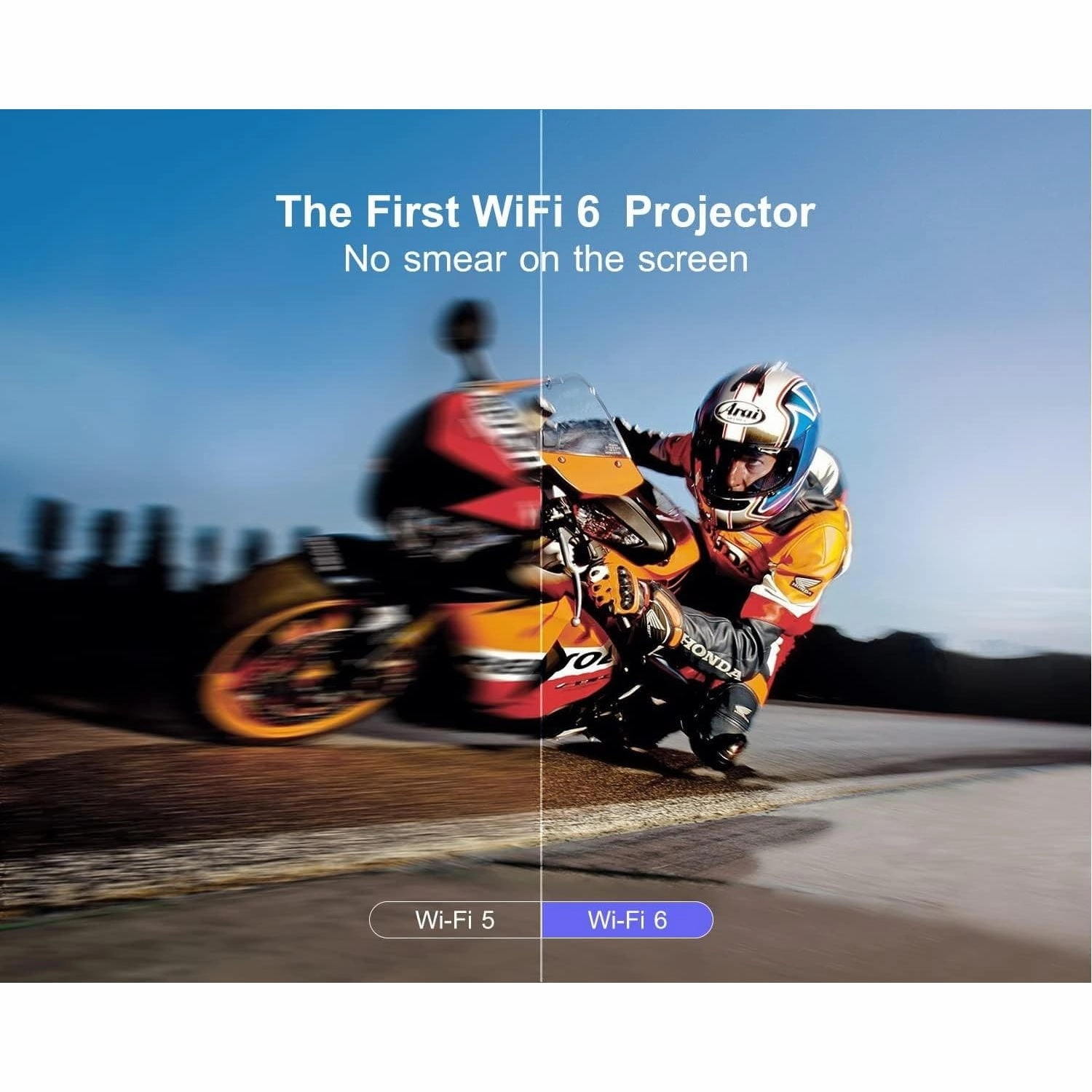 WiMiUS 26000 Lumen Full HD 1080P Portable Projector with Auto Focus & Keystone, WiFi 6, Bluetooth, 4K Support, 4D/4P Keystone, 50% Zoom, 300'' Display for Smartphone/TV Stick/PPT/PS5