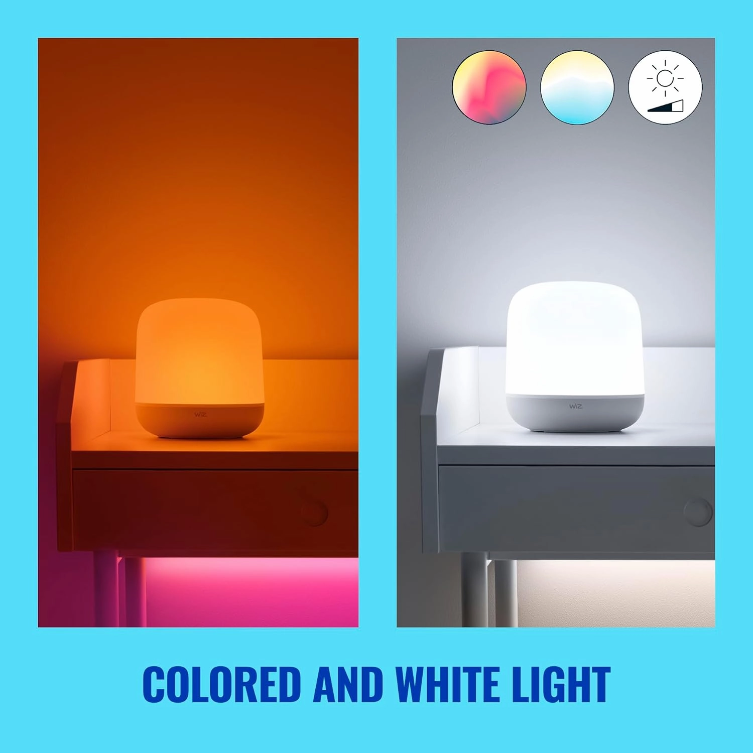 WiZ Smart LED Hero Colour Portable Table Lamp  WIFI Connected, Works with Alexa, Google Assistant & HomeKit, App Control, Energy Monitoring  Ideal for Living Room, Bedroom, Dining Room