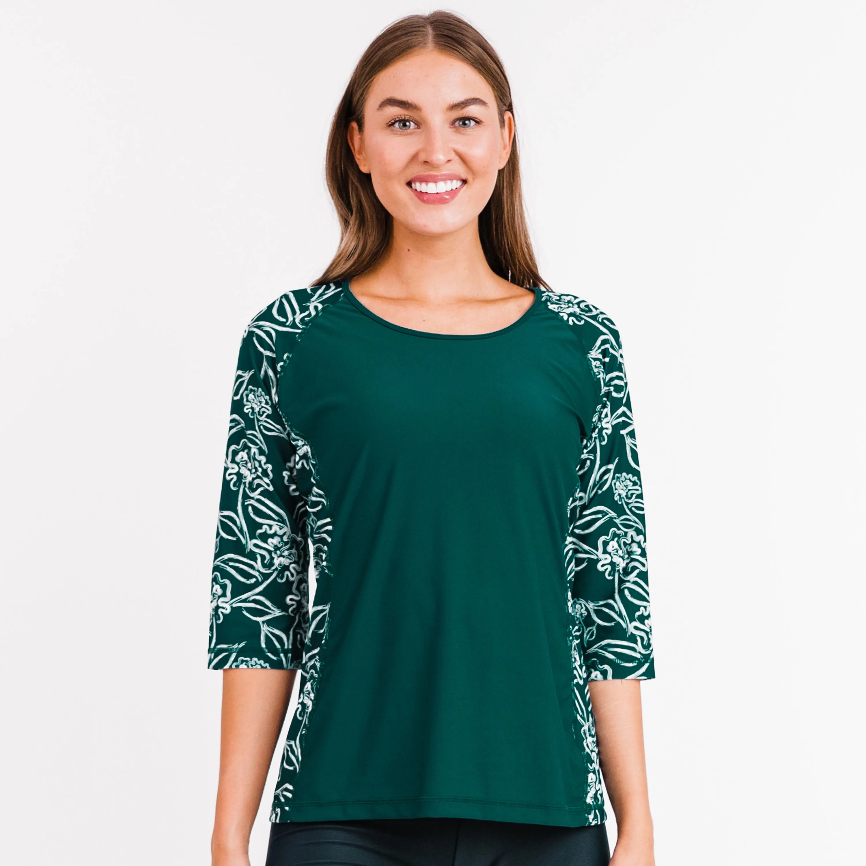 Women's Loose Fit 3/4 Sleeve Rash Guard Margaux Swim Top