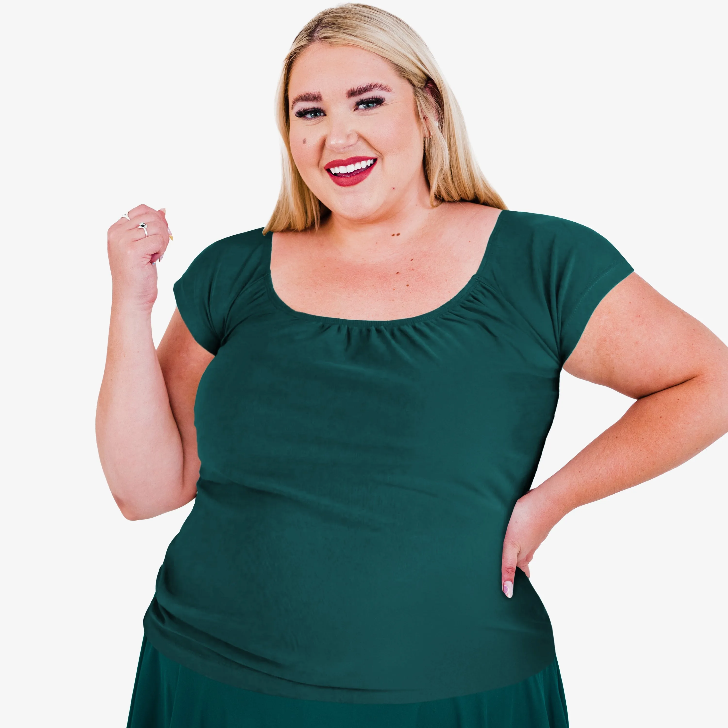 Women's Plus Cap Sleeve Zoey Crop Swim Top