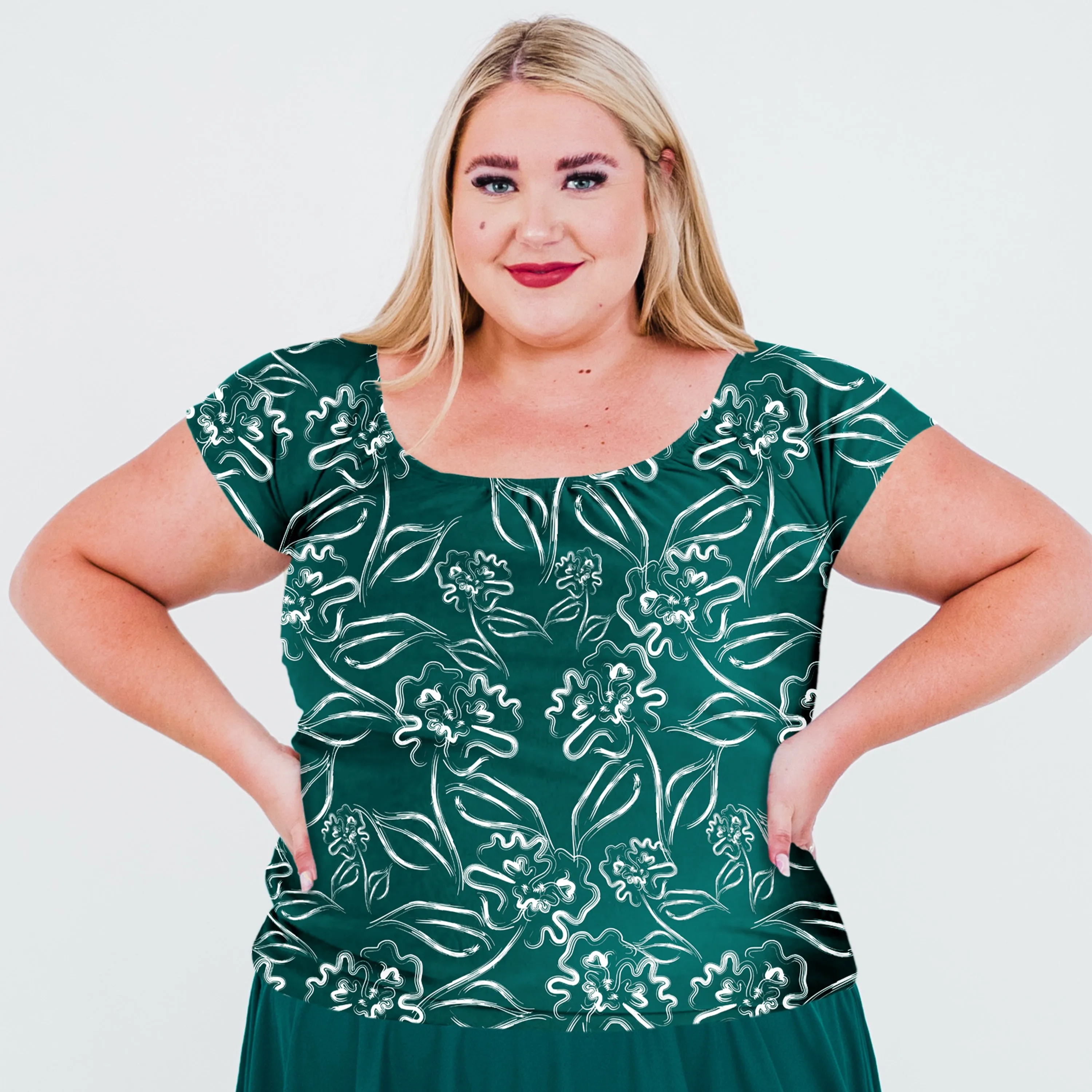 Women's Plus Cap Sleeve Zoey Crop Swim Top