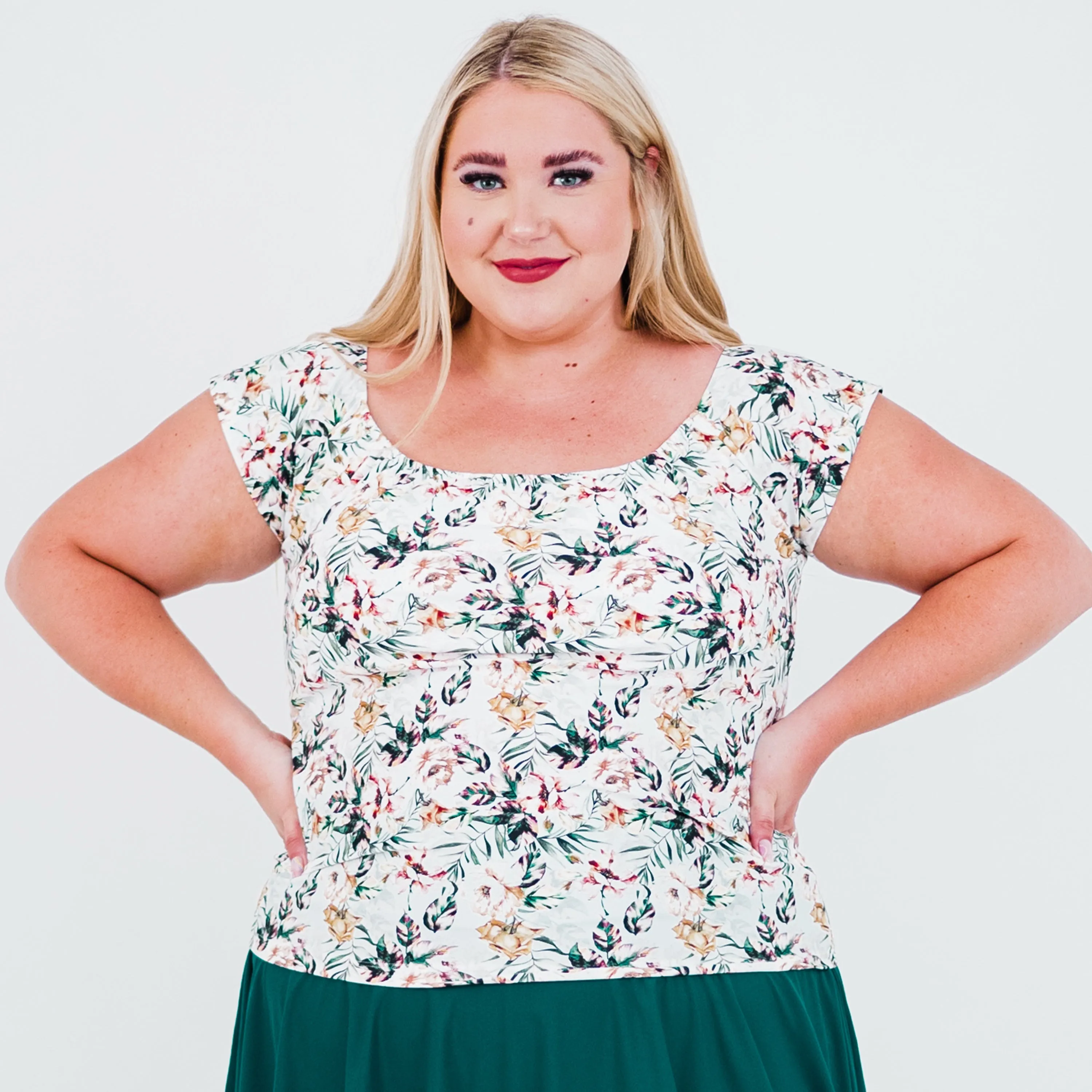 Women's Plus Cap Sleeve Zoey Crop Swim Top
