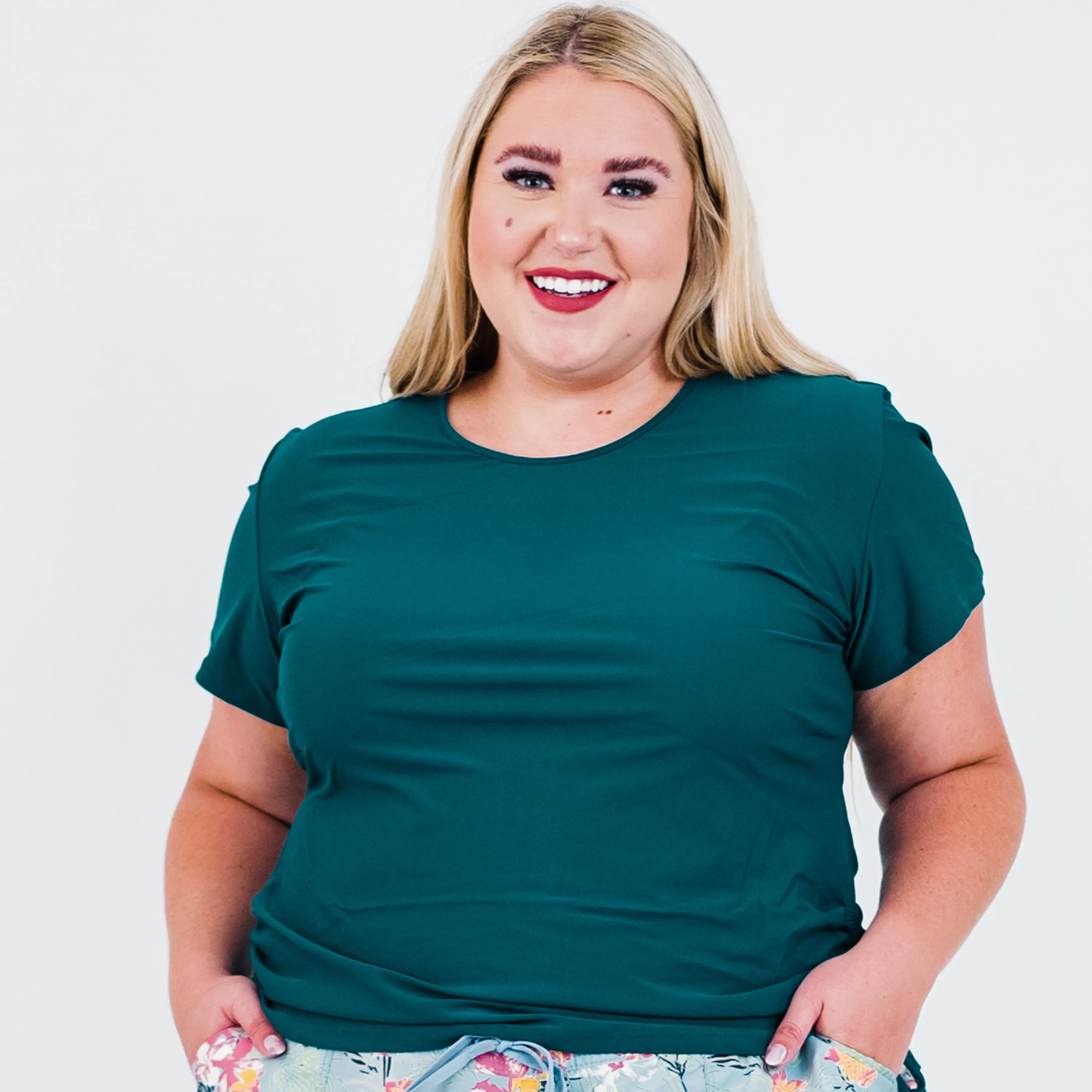 Women's Plus Short Sleeve Adele Swim Top