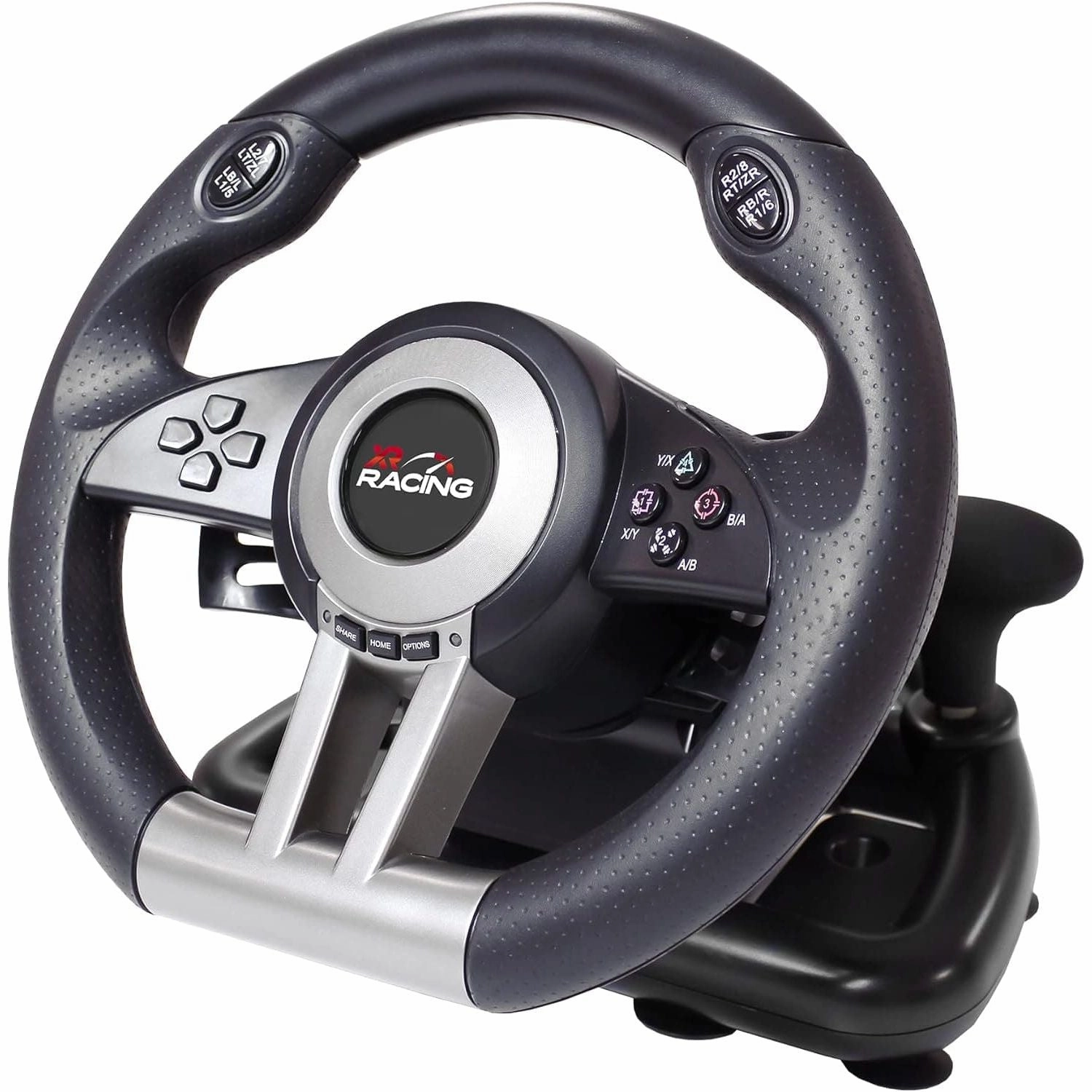 X-Rocker XR Racing Wheel V2 With Pedals - 180 Responsive - Compatible with PS4, Xbox, PC & Switch