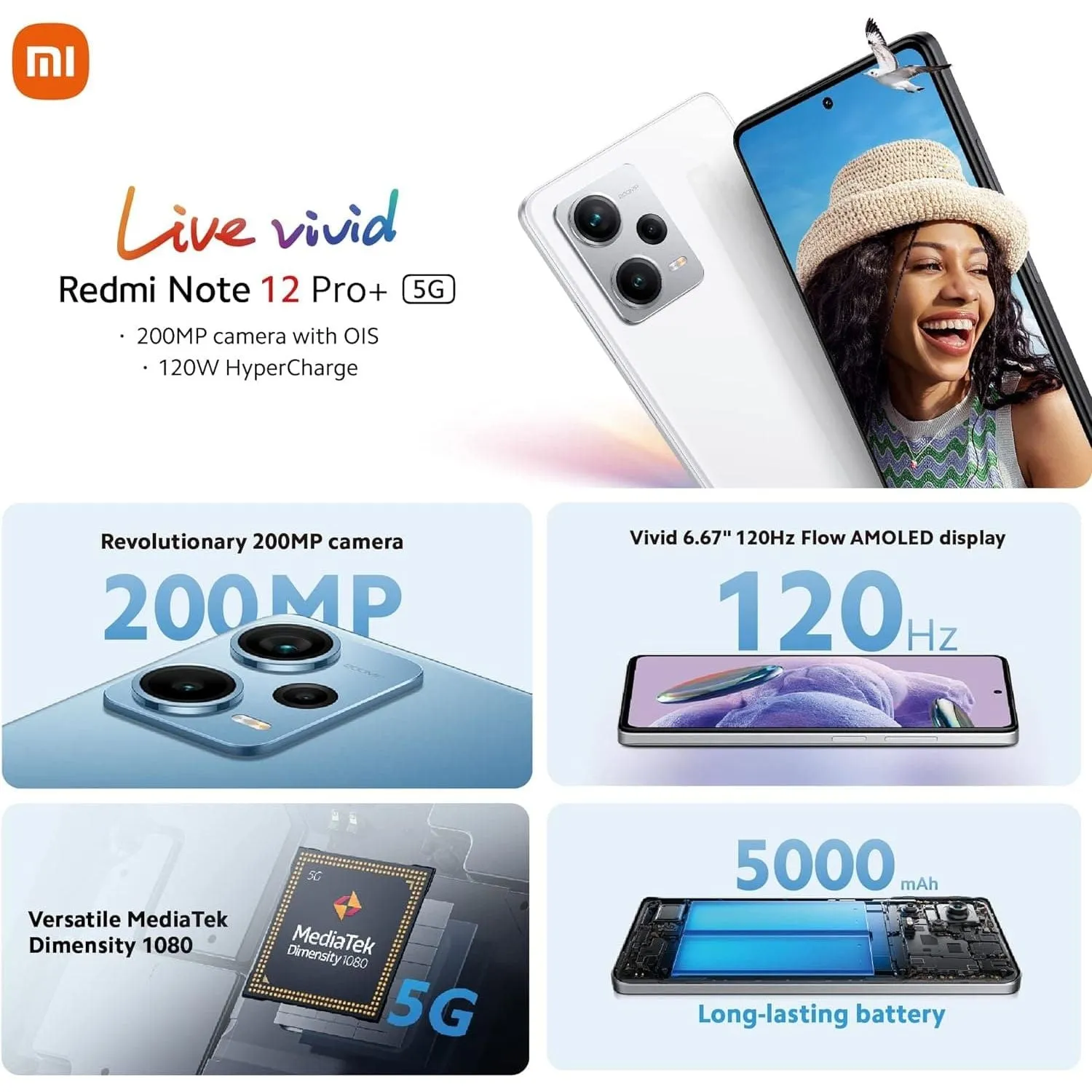 Xiaomi Redmi Note 12 Pro  5G - 256GB Storage - 8GB RAM - Dual Sim - Midnight Black - Unlocked