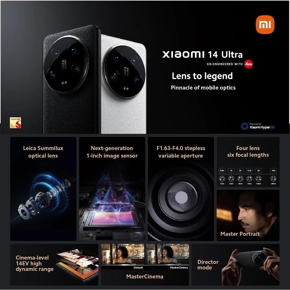 Xiaomi 14 Ultra 5G 512GB 16GB Black Sim-Free Unlocked Mobile Phone